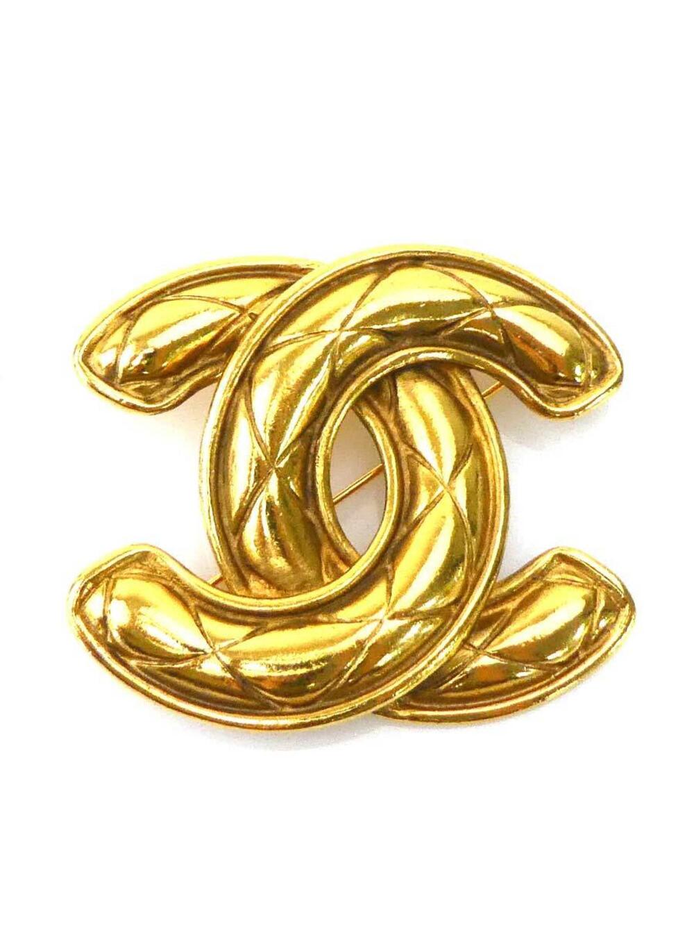 Chanel Cc Logo Brooch Gold-Tone Metal #208338C94B